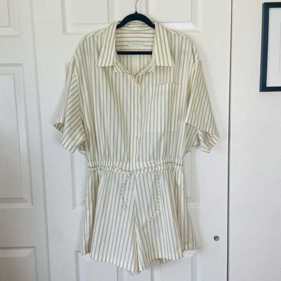 Faithfull Faia Romper Shadow Stripe Butter Cream Size 12 - Picture 10 of 10